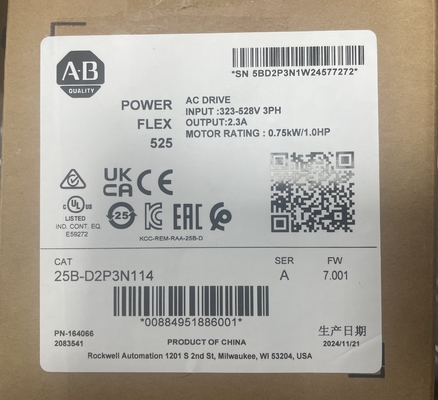Allen-Bradley 25B-D017N114 Adjustable Frequency Drive with ± 10V 0…20 mA Output Range 1.4 GHz Processor Speed